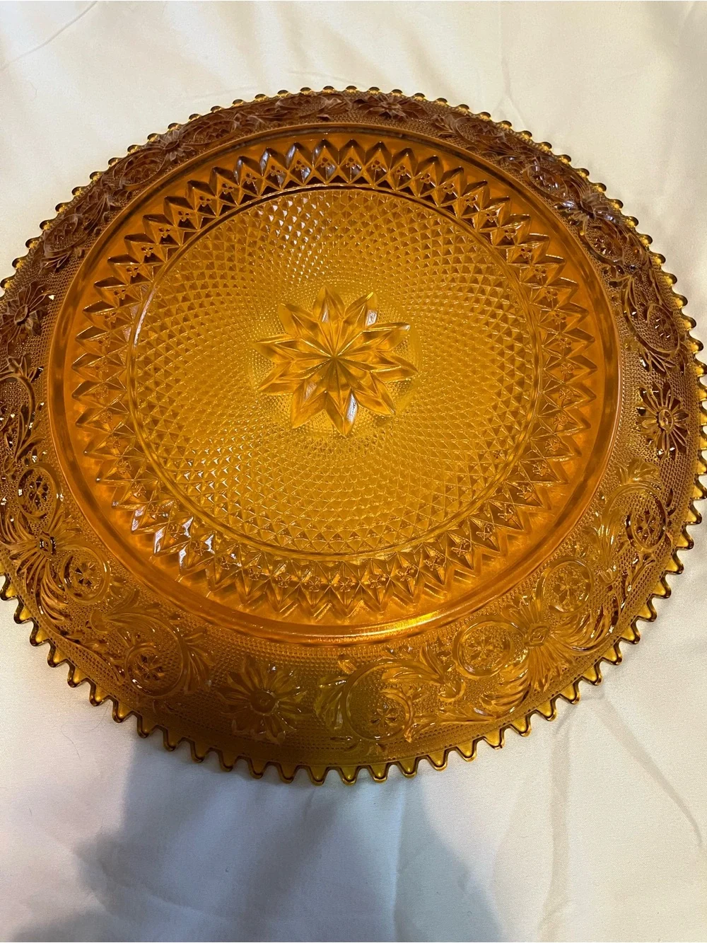 Amber Decorative Glass Serving Platter - Elegant Home Dining Centerpiece